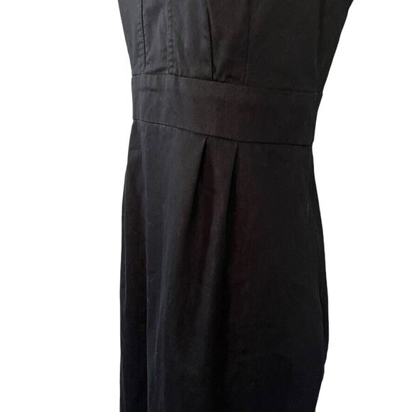 London Times Denim Cotton Stretch V-Neck Sheath Sleeveless Pleated Dress sz 8 - Picture 9 of 16
